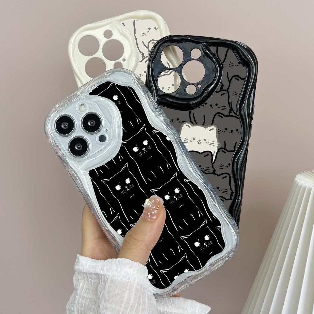 LZ7 Cartoon Cat Cute Clear Soft Wave Phone Cases for Xiaomi 11 Lite Redmi Note 13 12 8 Pro 9 12C A3 Infinix Smart 8 Tecno Protection Back Cover