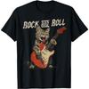 Рок-н-ролл Кот-гитарист Винтажная футболка с изображением кота-гитариста ROCK для мужчин, женщин, девочек, детей
