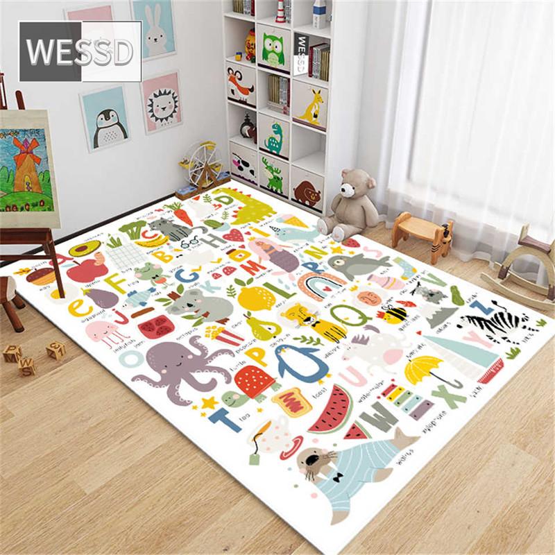 Мультфильм Буква Номер Животное Головоломка Игровой Коврик Симпатичные Детские Коврики Спальня Большой Ковер Мягкий