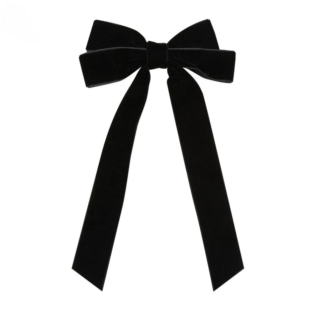 2Styles Velvet Bowknot Hair Clips для женщин Элегантные потные двойные банты Длинные заколки-кисточки Шпильки для укладки волос Корейские аксессуары
