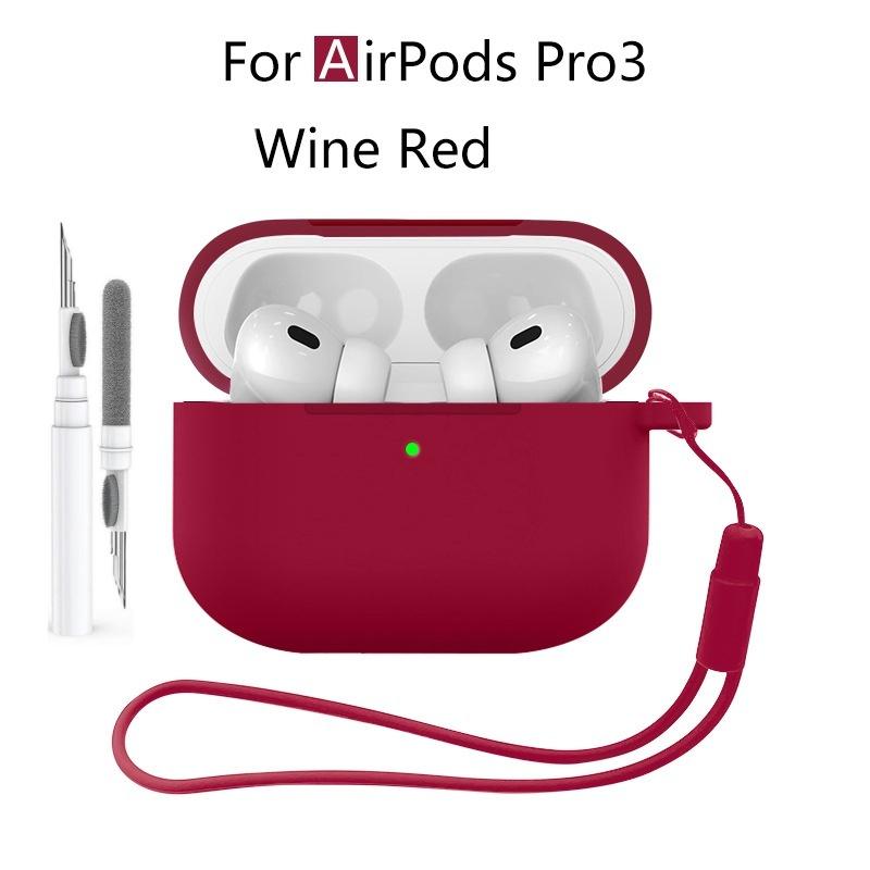 Новый 2025 Чехол для Apple Airpods Pro 3 Мягкий силиконовый Полная защитная крышка с чистящим набором и брелком для чехла Airpods Pro 3