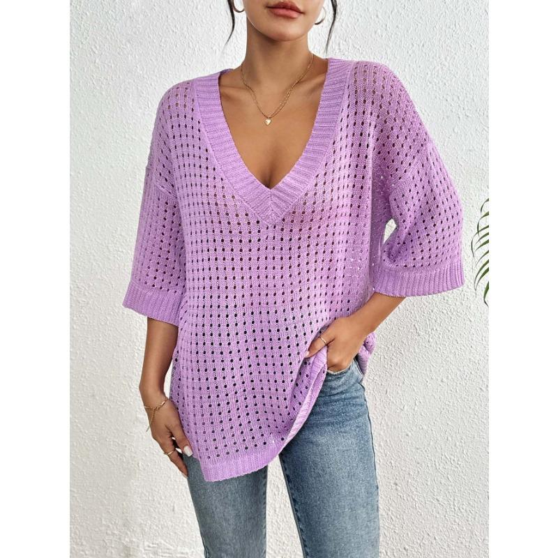 Женский повседневный топ с V-образным вырезом и рукавом пять четвертей