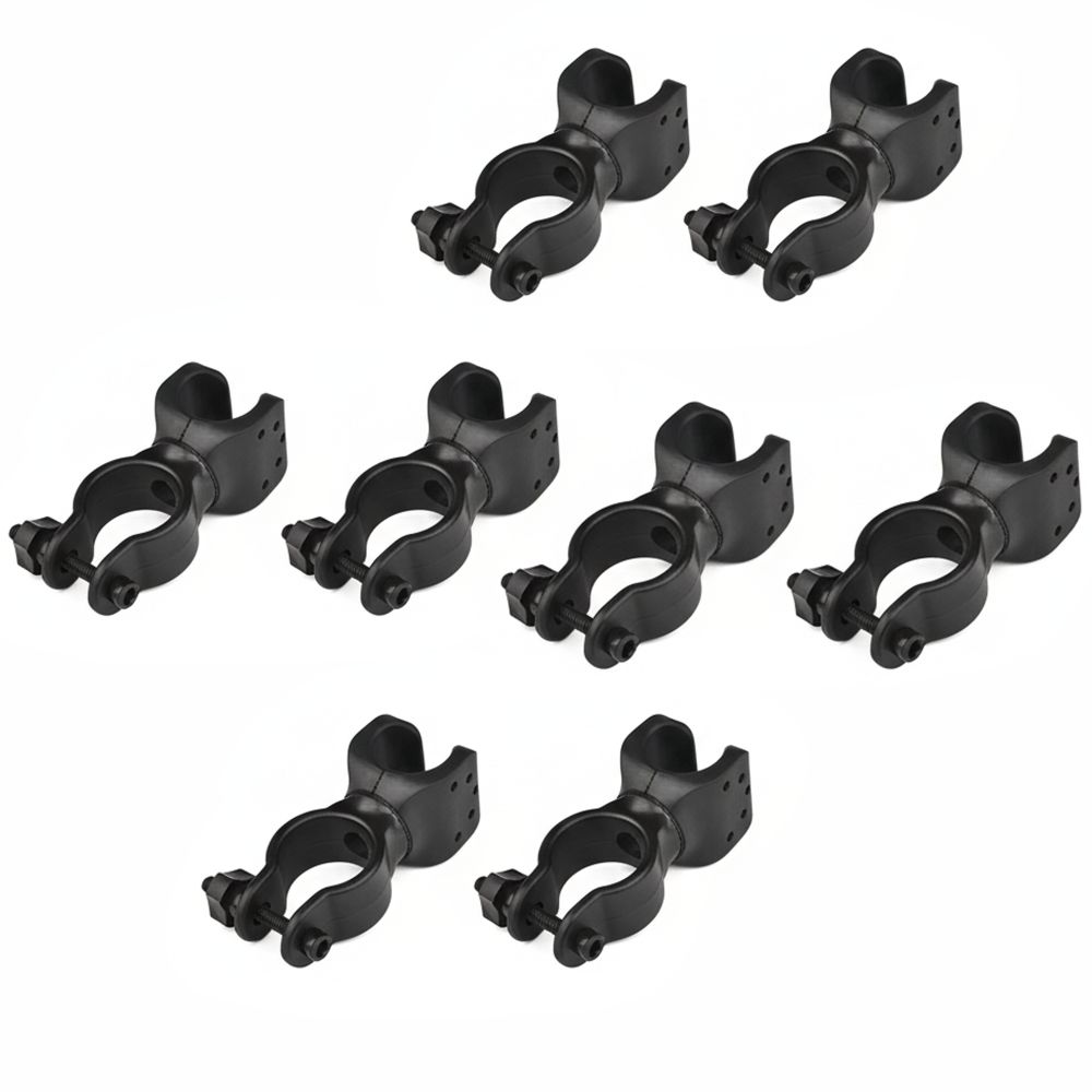 8PCS Black Bike Flashlight Mount Plastic Bicycle Flashlight Clip Night Cycling