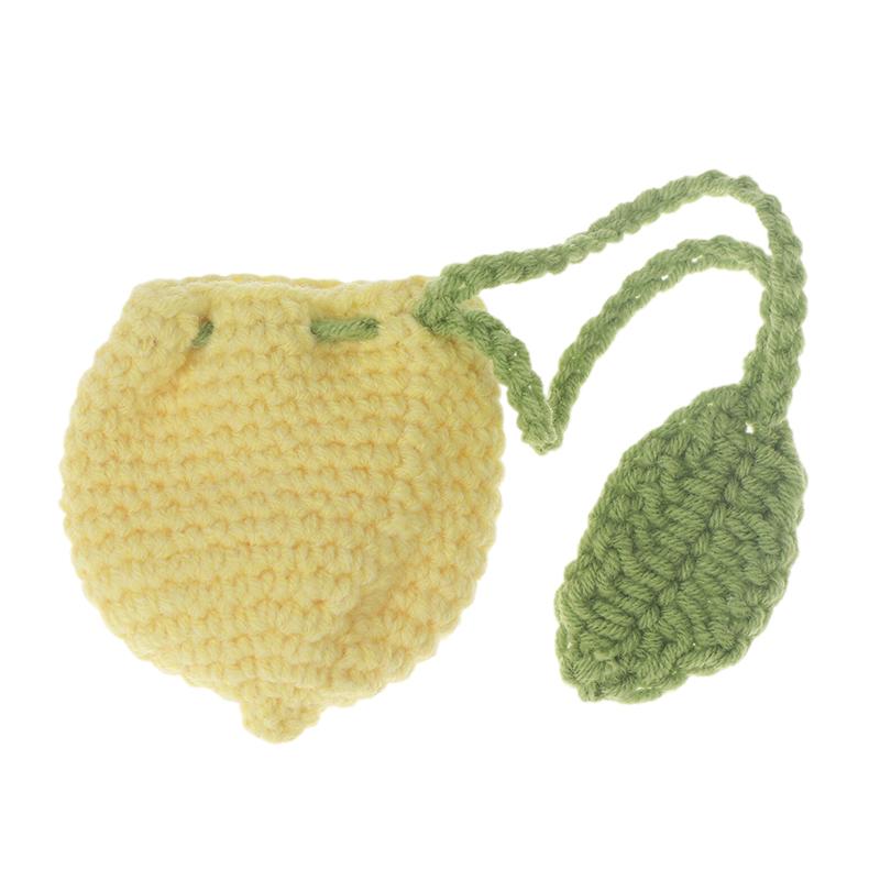 Orange Coin Purse Crochet Drawstring Bag Cute Drawstring Strawberry Shaped Crochet Purse Crochet Lemon Bag Coin Chargers