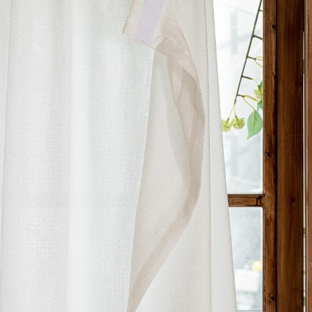 White Sheer Curtain Magic Sticker Semi-Sheer Curtain Modern Chiffon Sheer Curtain Home Decor