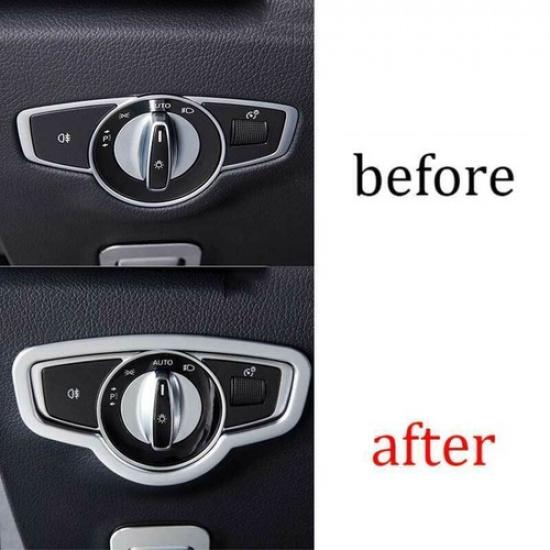 Headlight Switch Control 2016-21 Matte Sliver Button Ring For Benz E-Class W213