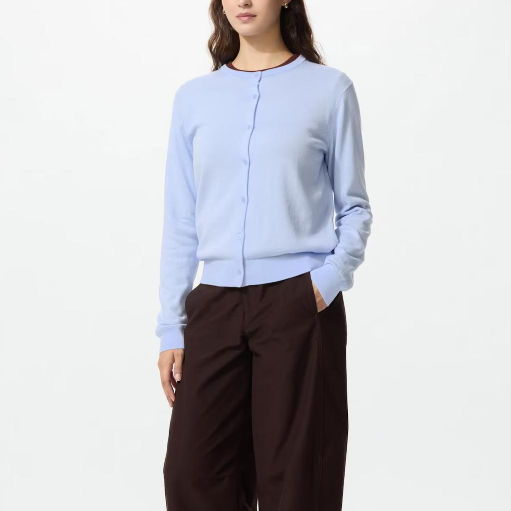 Uniqlo SS26 Однотонный Мягкий Кардиган на Пуговицах Женские Топы 482977-60