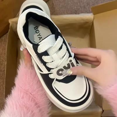 Обувь для девочек Milk Huhu, увеличивающая рост, 2024, новая популярная осенняя обувь высокого класса на толстой подошве белого цвета, универсальная спортивная обувь