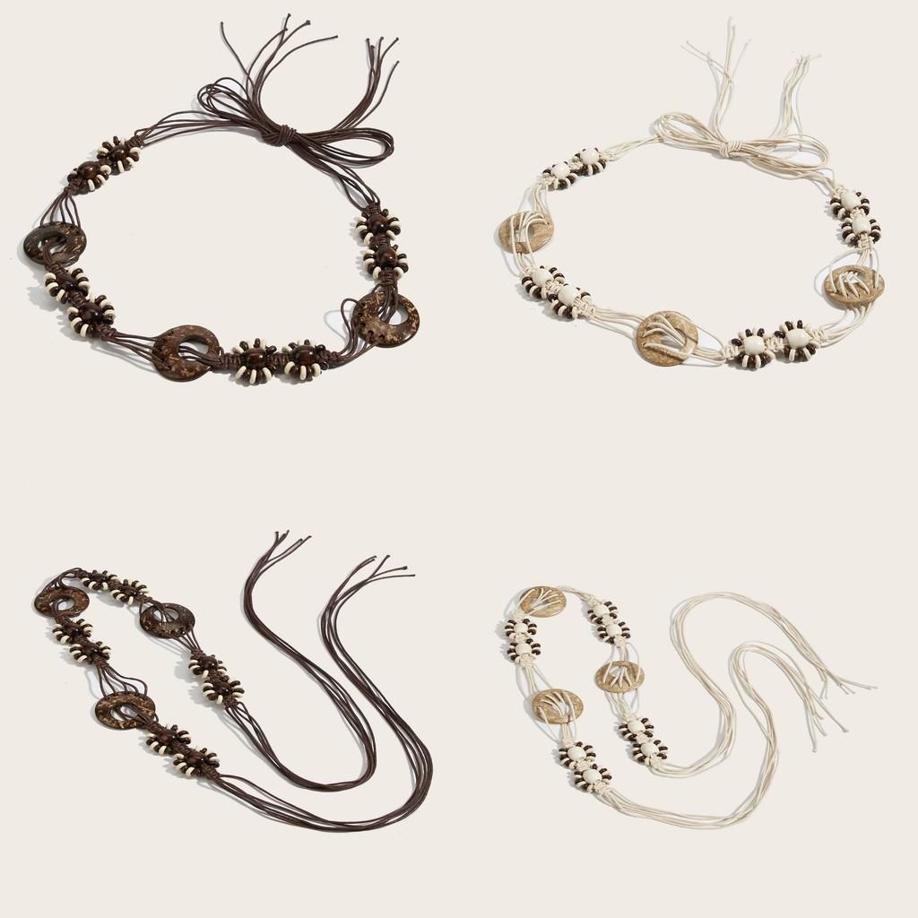 Vintage Boho Waist Chain For Women Made Of Cotton Linen With Knot Fastening For Dress Decor