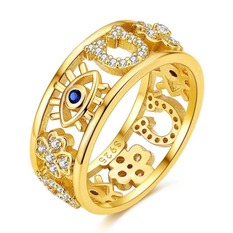 925 Silver Rings Sparkling Starry Night Heart Firefly Vintage Rings for Women Wedding Engagement Birthday Jewelry Gift