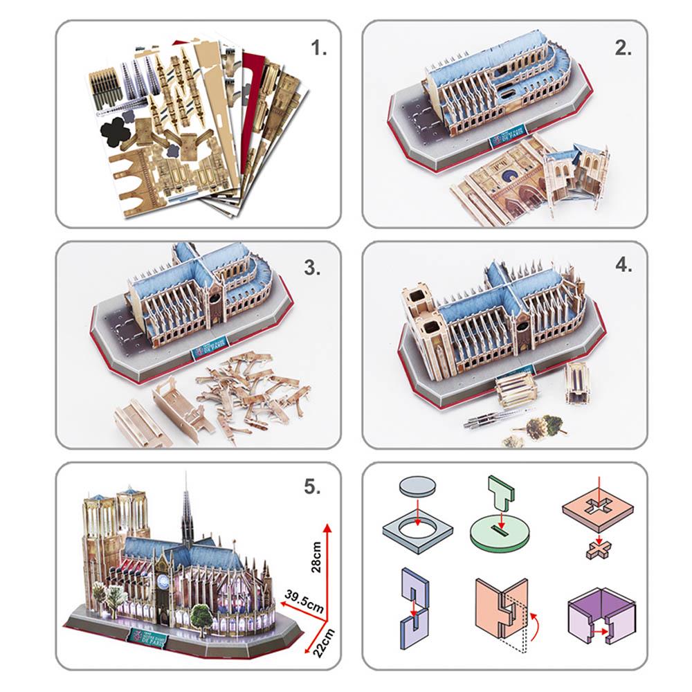 Puzzle 149 Pieces 3D Puzzle with LED Notre Dame De Paris