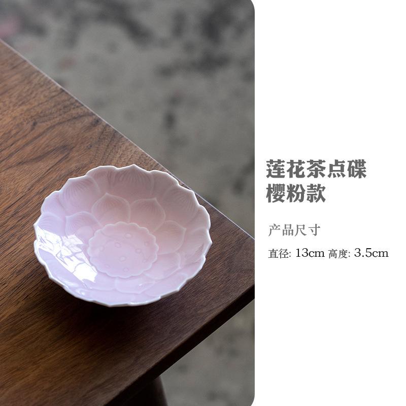 Ceramic Lotus Fruit Dishes Handmade Pastry Plate Self-help Display Home Table Decoration Trays Sharing Plate Supplies Gift Craft