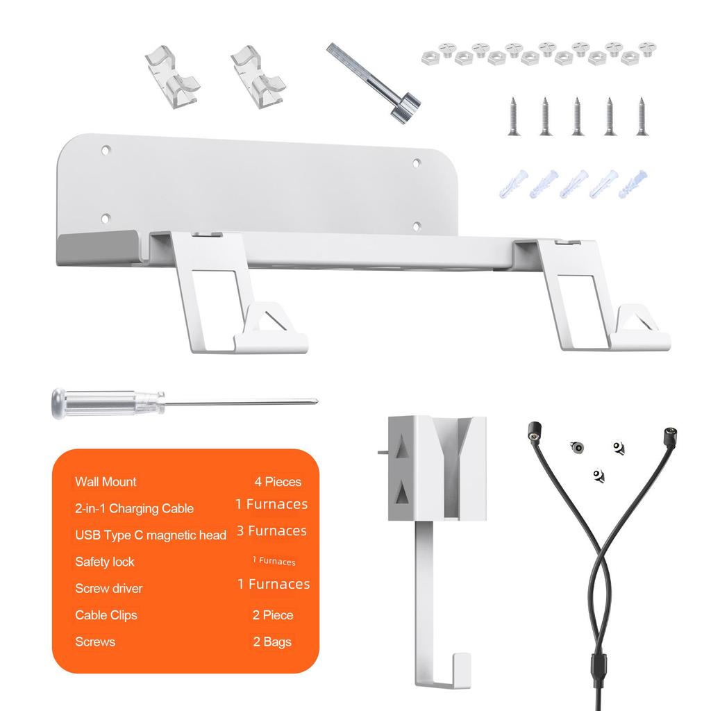 PS5 Wall Mount Bracket & Charging Cable Set for Console