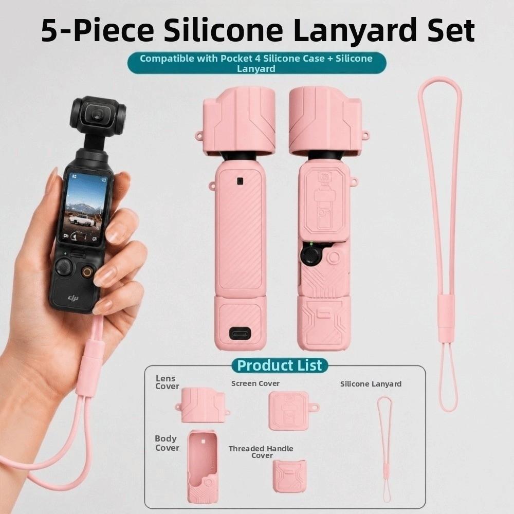 5PCS/Set Shock Absorbing Silicone Protective Case for DJI Osmo Pocket 4 Outdoor Photography