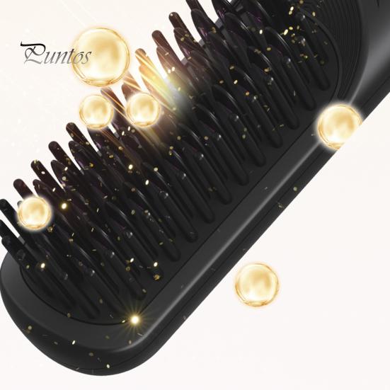 Беспроводной выпрямитель для волос с 3 регулируемыми температурами, быстрый нагрев, портативная дорожная горячая щетка с отрицательными ионами, электрическая расческа для укладки вьющихся волос, распутывающая их