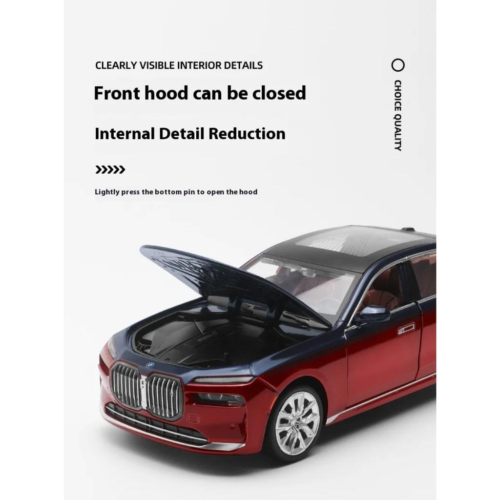 Масштаб 1/24 BMW THE I7 G70 M70L Чистый Электрический Новая Энергия Лимузин Сплав Металл Литой Модель Автомобиля Звук и Свет Украшения Подарок Ребенок