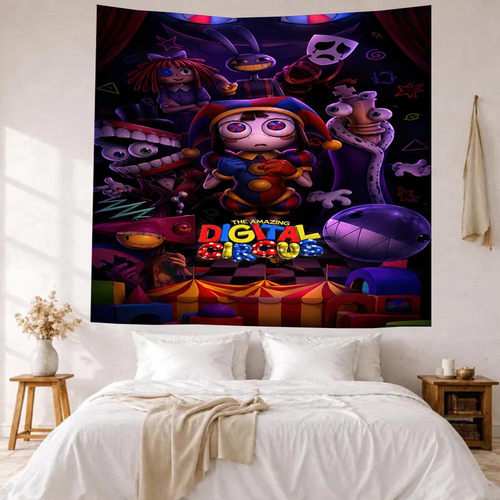 Digital Circus Wall Decor Tapestry Art For Pet Memorial Birthdaywedding Party Backdrop Family Gift