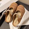 Half-bag Head Slippers Women's Summer Outer Wear New Fashion Niche Hollow Pearl Comfortable Outer Wear Cool Slippers