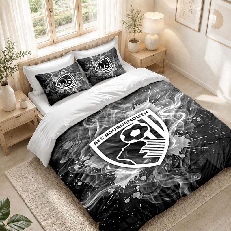 Bedding Set 1 Duvet Cover 2 Pillowcases Bournemouth Football Print Bedroom Home Decoration