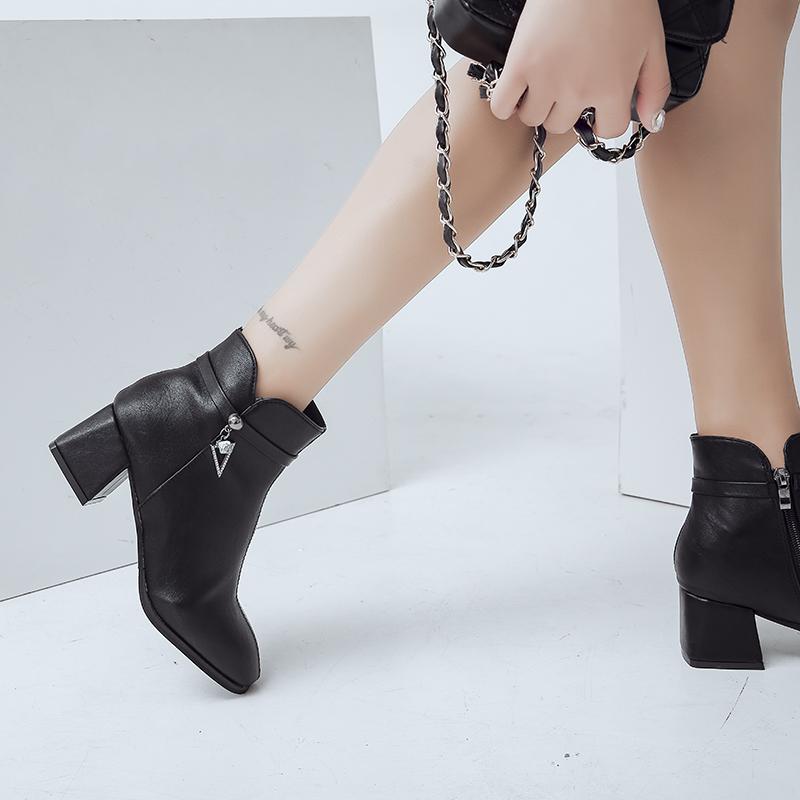 Женские бархатные теплые модные сексуальные высокие сапоги модные кожаные сапоги на толстом каблуке однотонные повседневные женские туфли