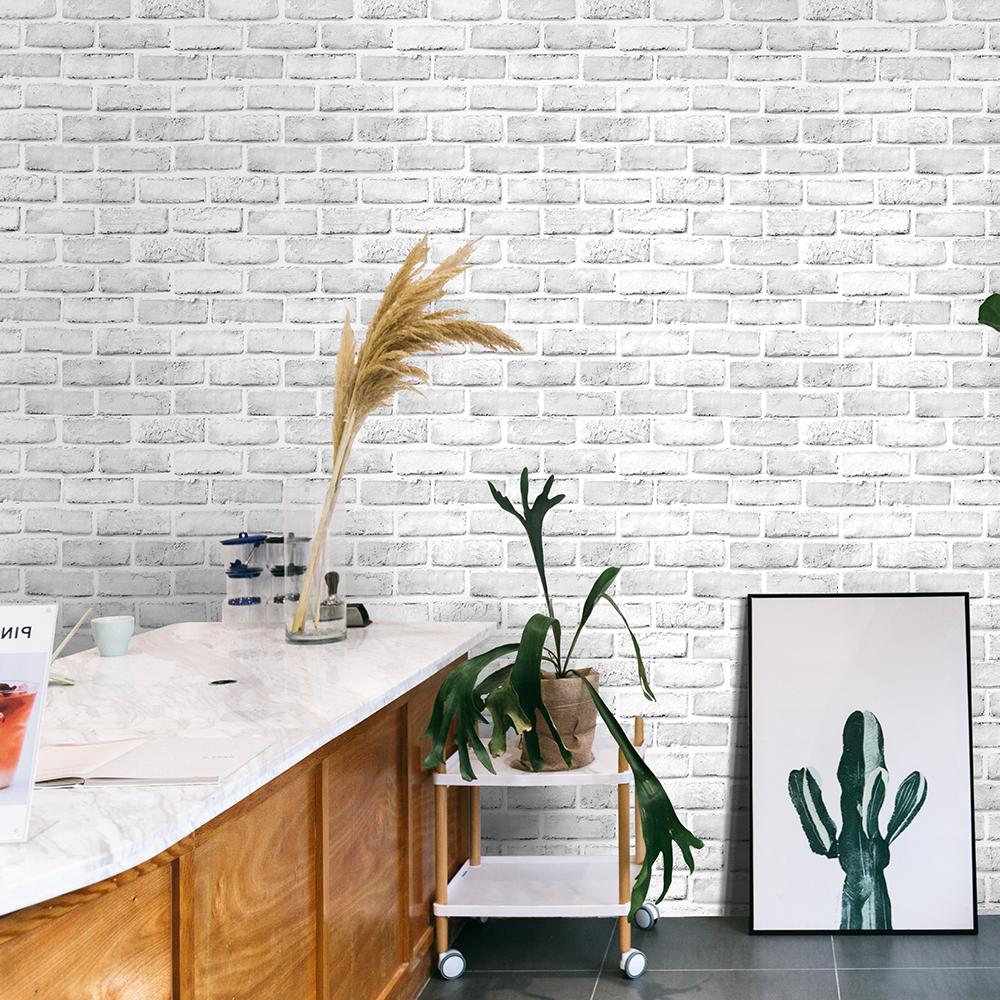 1 шт. 10 м Обои под искусственный кирпич на клейкой основе, Самоклеящаяся контактная бумага, Декоративная наклейка для стен дома, Белый и серый