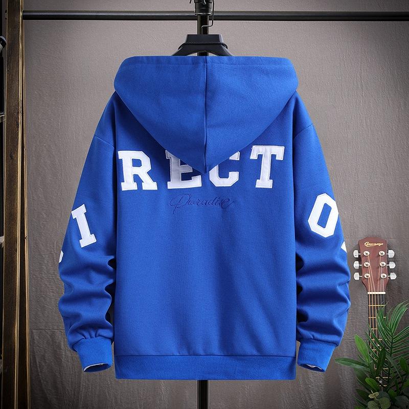 Autumn Cardigan Sweatshirt Teenager Men Loose Hooded Fashion Printed Top Middle School Students Sweatshirt Trendy Jacket