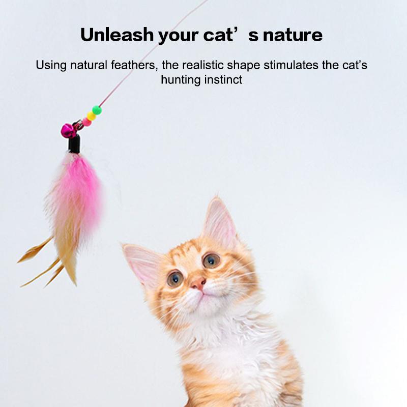 1/10Pcs Funny Simulation Feather Cat Toy Interactive Pet Cat Toy Kitten Playing Teaser Wand Toy Replacement Head Pet Supplies