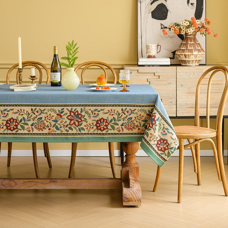 Atmospheric Dining Table Tablecloth Retro Pastoral Cover Cloth Light Luxury High-End Rectangular Fabric Coffee Table Tablecloth