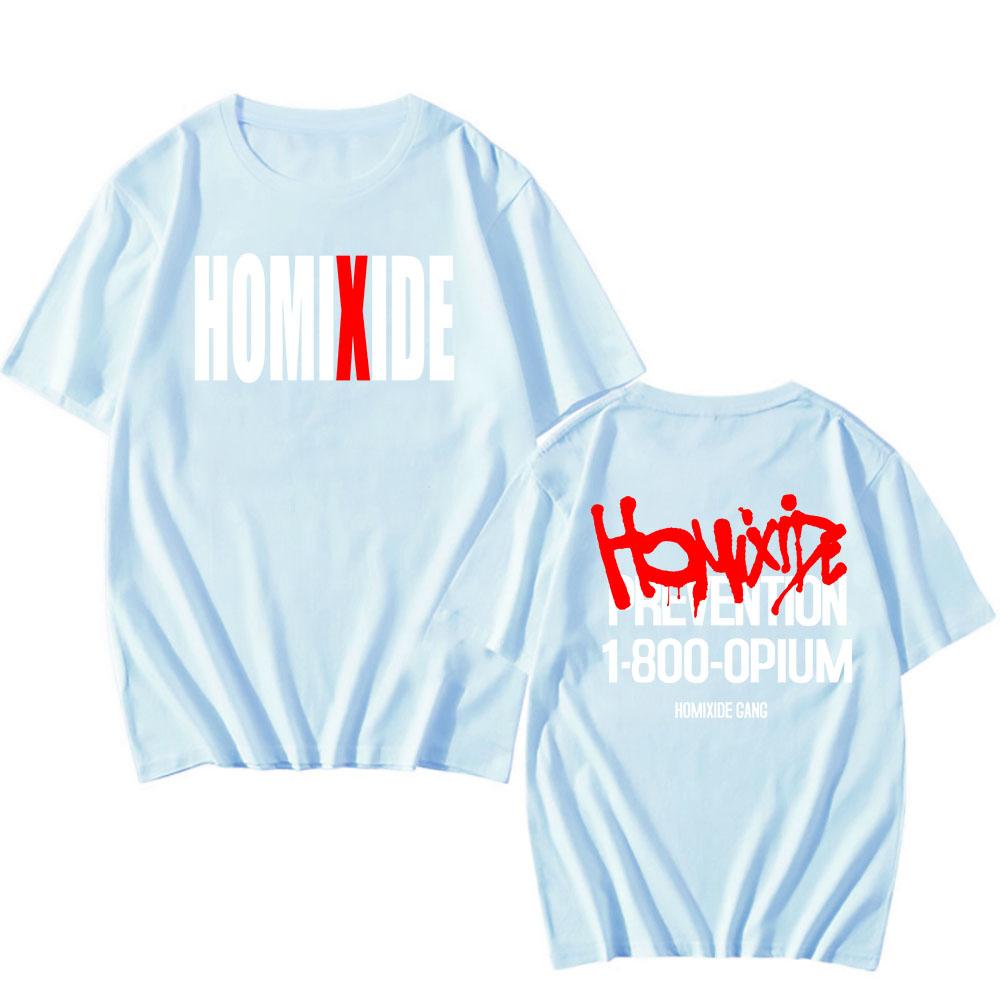 Футболки Rock Band HXG Homixide Gang Футболки Летняя Хлопковая Футболка с Коротким Рукавом Мужская Женская Одежда Графическая Футболка Принт в Стиле Гранж Топ