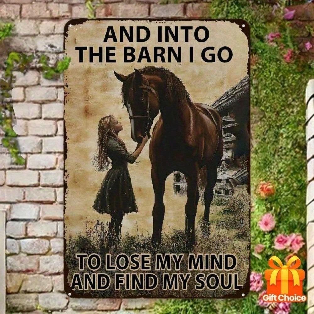 Retro Horse Metal Wall Sign 12x8 Inch Vintage Tin Art Decor for Garage Man Cave Home Bar
