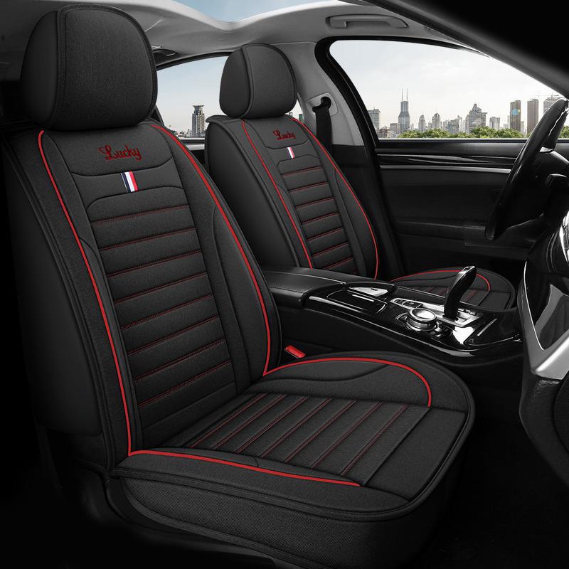 Льняной чехол на сиденье автомобиля: Новый стиль, Four Seasons, полноразмерная подушка для сиденья. Универсальная посадка.