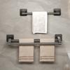 Self-Adhesive Bathroom Towel Rack Without Drilling Screws Hole Black Bath Hand Towel Hanger 2 Bar Gray Towel Double Hanging Rod