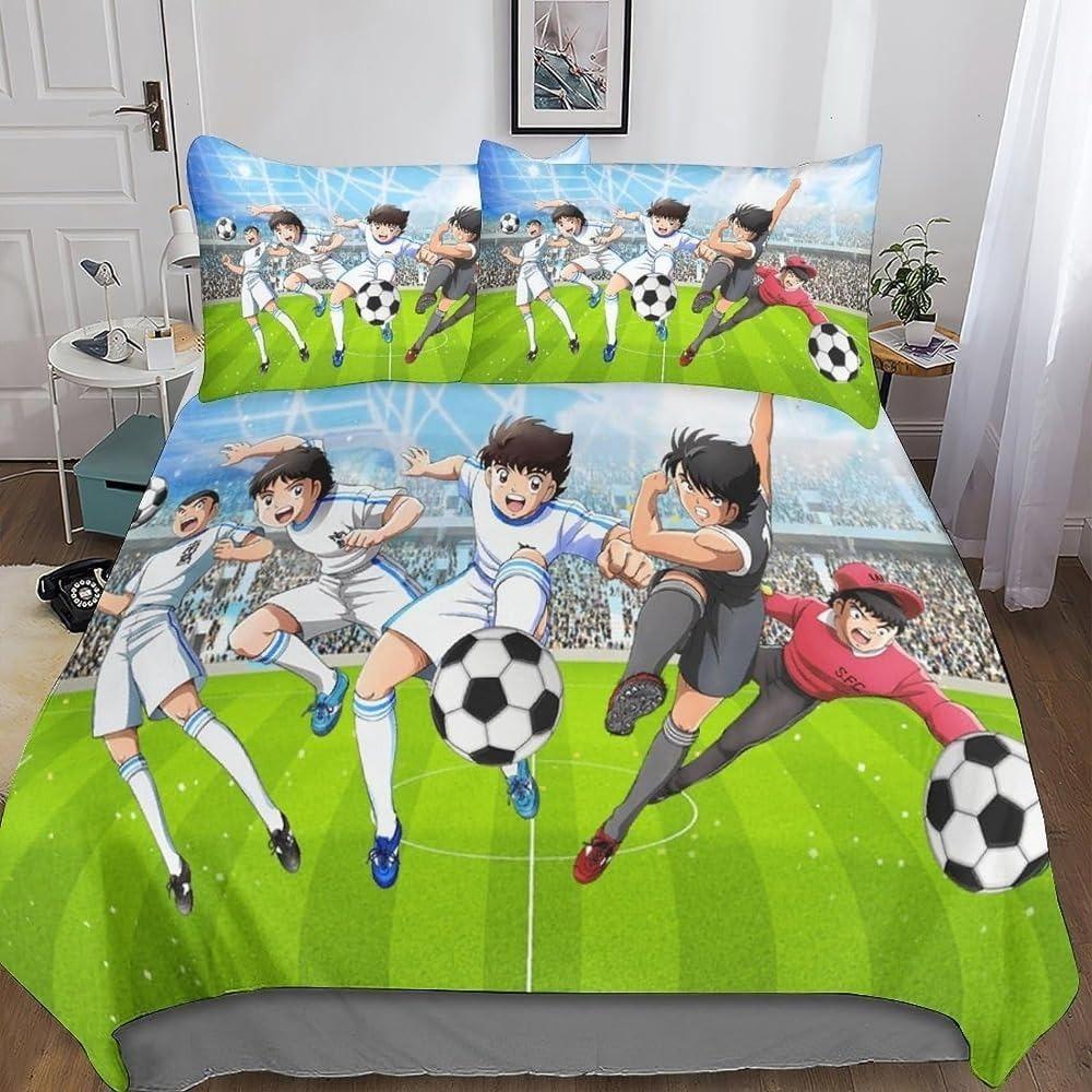 Captain Tsubasa Bedding Set,Single Twin Full Queen King Size,Baby Cartoon Football Captain Bed Set Kid Bedroom Bedding Sets