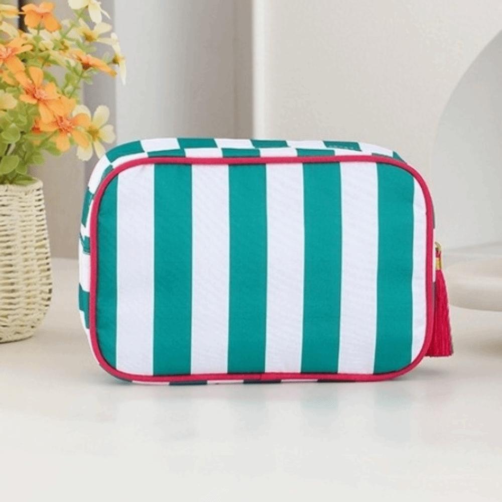 Large Capacity Portable Cosmetic Bag Large Striped Makeup Bag Portable Pouch Girls