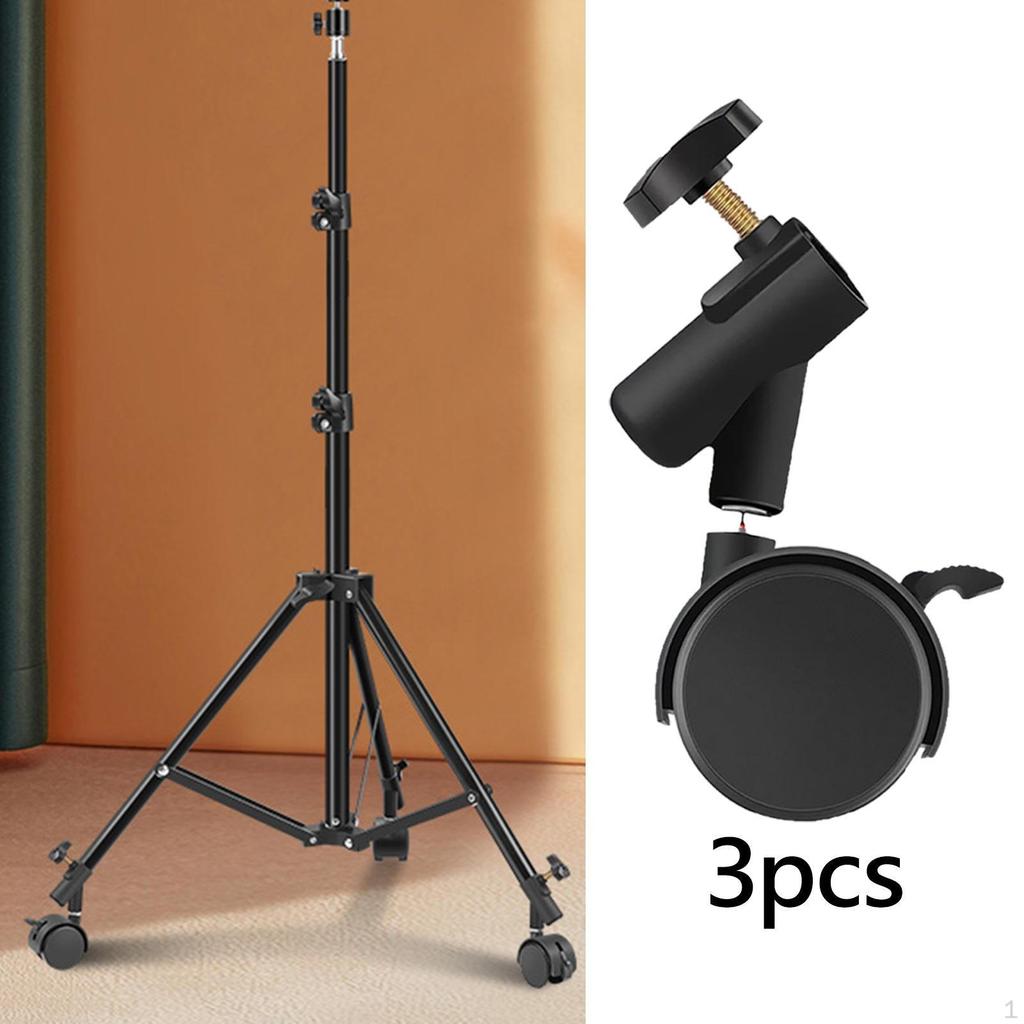 3 шт. Подставка для света на колесах, черная, нейлоновая, для селфи, трансляций, прямых трансляций, студии