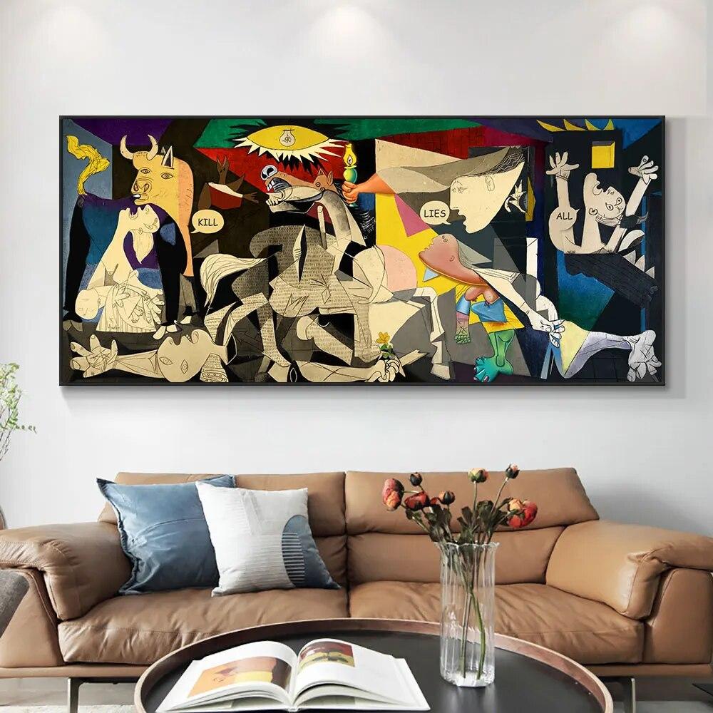 Пикассо Герника Художественные картины Печать на холсте Знаменитые произведения искусства Пикассо Репродукции Настенные художественные картины для украшения дома Без рамки