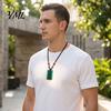 Rectangle Faux Gemstone Necklace Natural Crystal Pendant Necklace, Healing Energy Stone with Adjustable Polished Braided Rope, Fake Jewelry