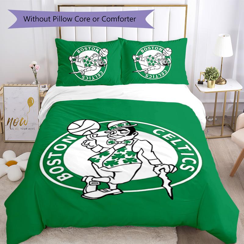 3pcs Boston Celtics Design Cover Set - HD Printed Bedding with 1 Cover and 2 Pillowcases - Perfect for Home and Dorm Decor