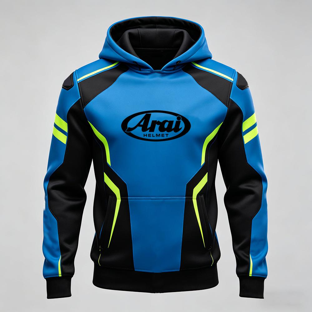 Men's Arai Racing Hoodie - Red/Black/White Color Block Motorsport Sweatshirt