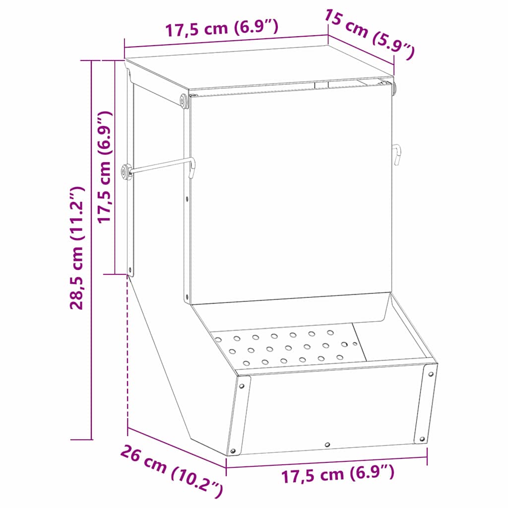 Rabbit Feeder Black 17.5 x 26 x 28.5 cm