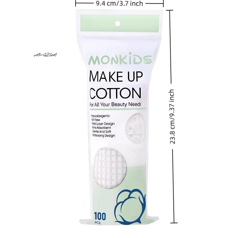 100Pcs Soft Breathable Circular Makeup Remover Pads Double-Sided Pearl Textured Cotton for Daily Facial Cleaning