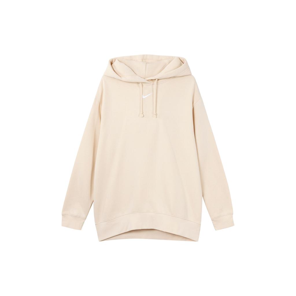 Nike Сплошной цвет, спортивный повседневный пуловер, флисовая толстовка с капюшоном, женская толстовка, бежевый DJ7669-219