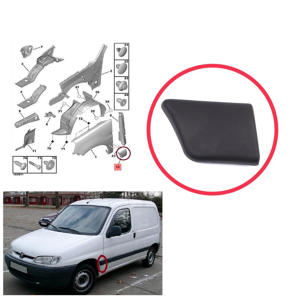 BSP1202-1 Front Left Fender Trim Molding for Peugeot Partner M49 1996-2002 Pre-Facelift 8544.F1