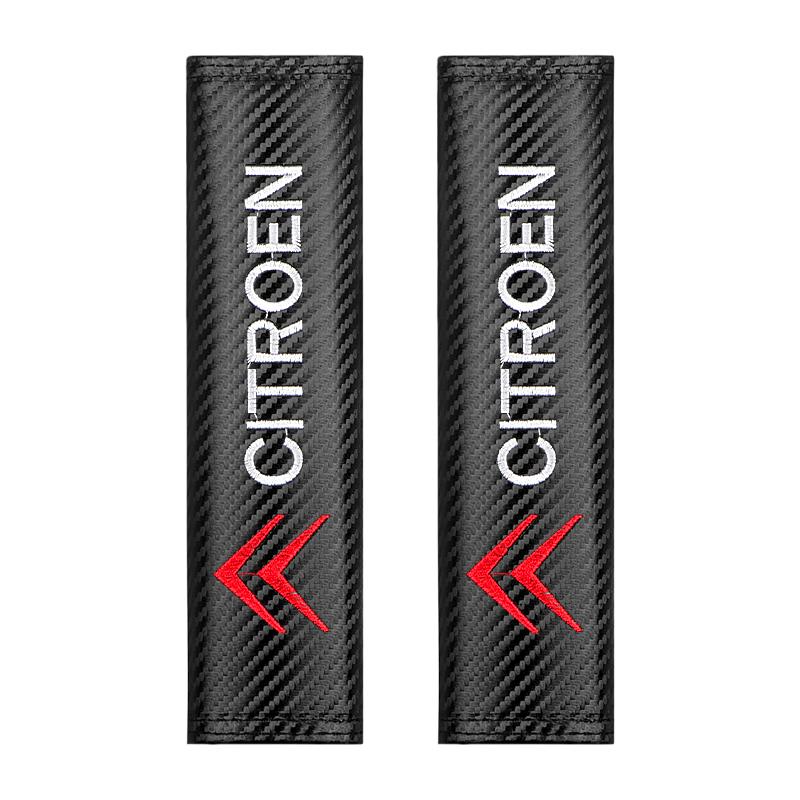 QQEP4 For Citroen C3 C5 Aircross C5X C4 Picasso e-C3 C1 C-Crosser C6 Interior Accessory Carbon Fibre Seat Belt Cover Shoulder Pads
