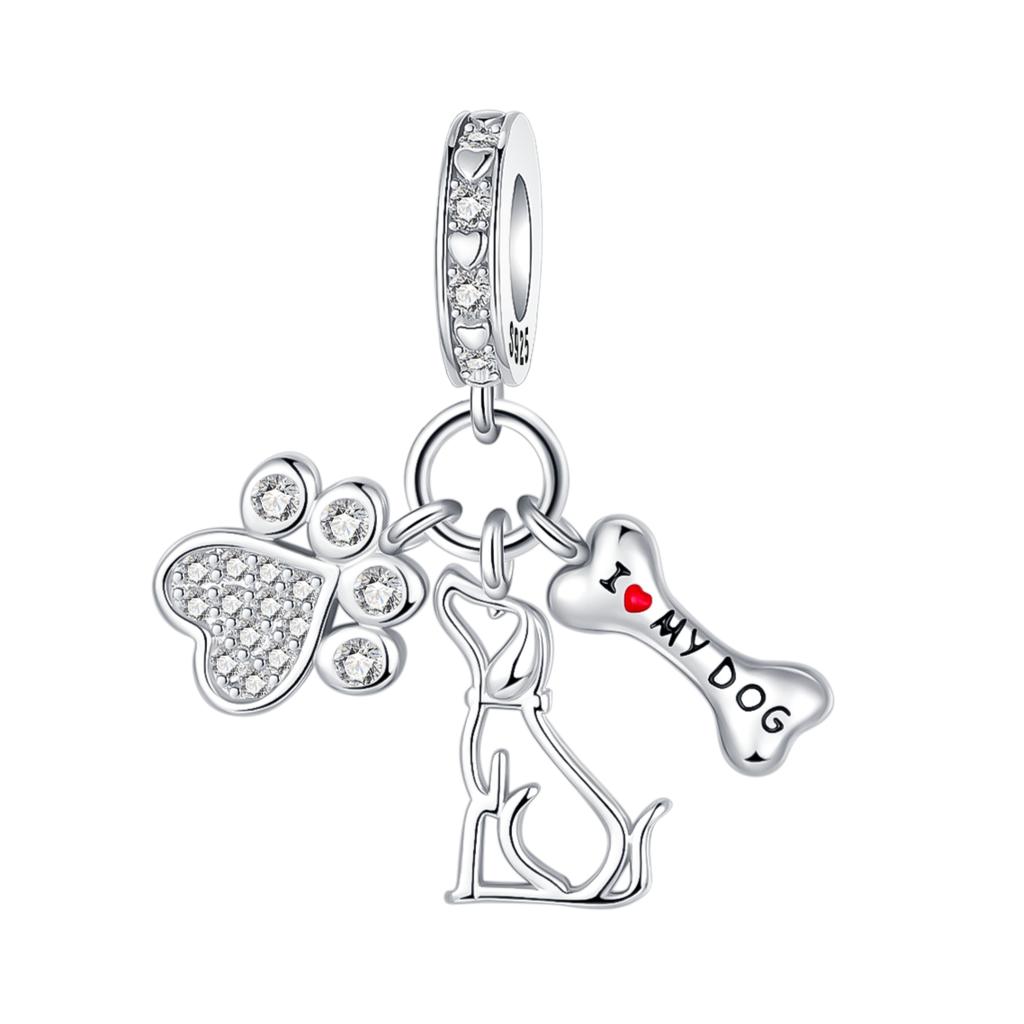 925 Silver Animal Charms Beads for DIY Bracelet Lovely Dog Cat Pendants Jewelry for Women