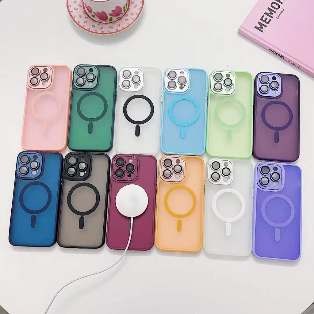 Подходит для чехла для мобильного телефона iPhone16Pro Матовый Magsafe Магнитная адсорбция 15 отверстий для семян с защитной крышкой с ощущением кожи для объектива