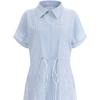 Shop   Women S Stripe Summer Collar Half Open waiSt String Short Sleeve dreSS SS
