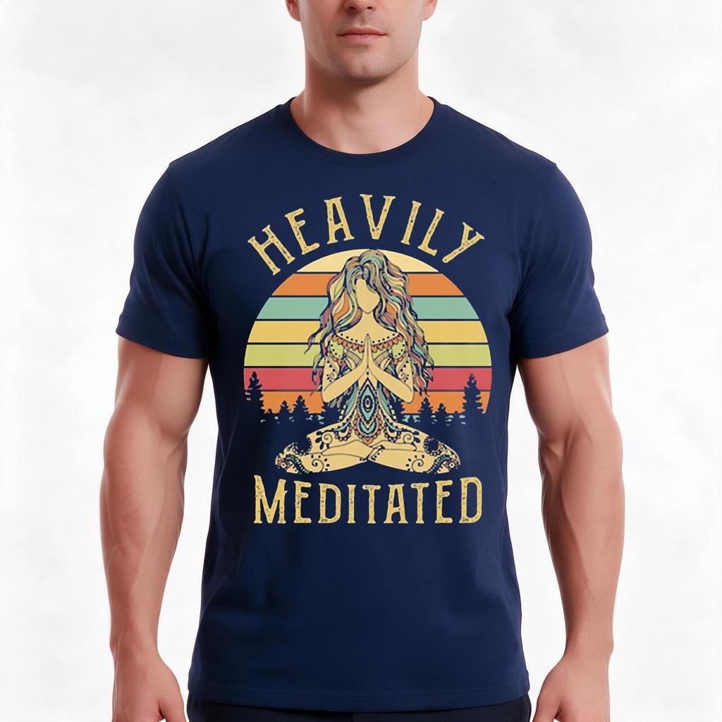 Heavily Meditated Tshirt Summer Casual Cotton Tee Oversized Streetwear Tops Vintage Graphic Print Loose Fit Short Sleeve
