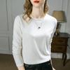 Белый топ из модального хлопка с круглым вырезом, летний новый, с длинным рукавом, с имитацией кашемира внутри