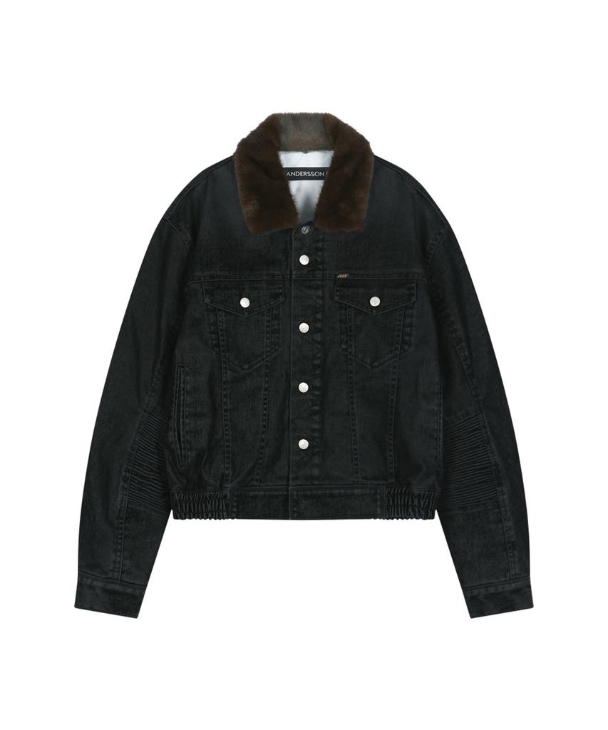 ADSB ANDERSSON BELL Unisex Padded Denim Bomber Jacket (Black)